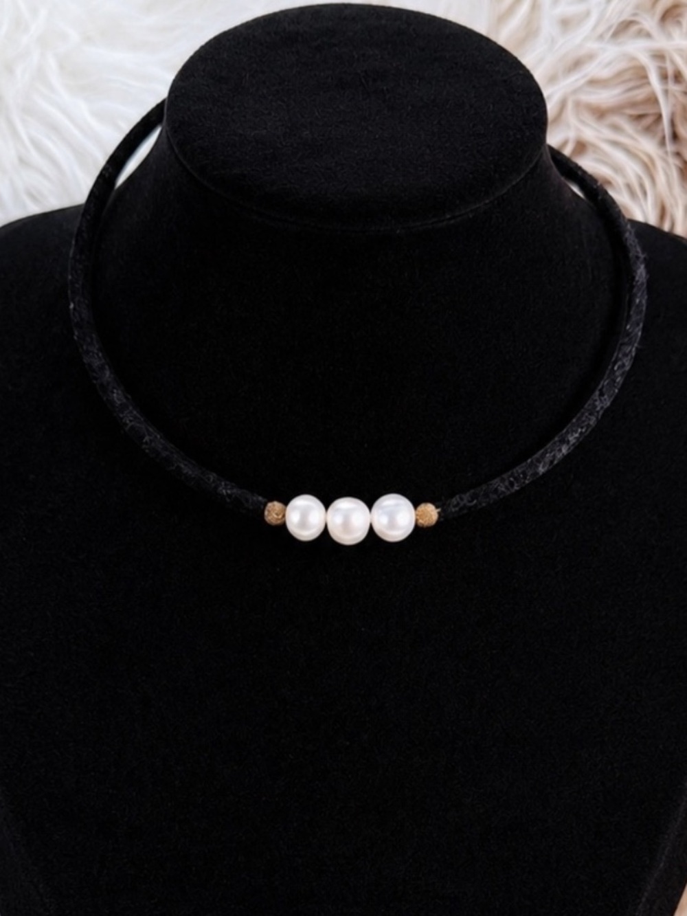 Elegant Black Freshwater Pearl adjustable choker necklace
